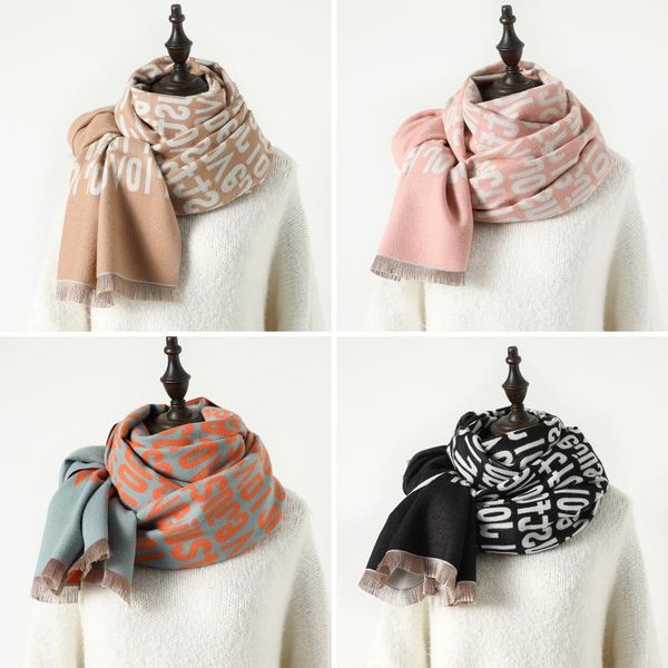 long and thick tassel scarf in winter. women's windproof fashionable imitation cashmere shawl. oversized lettered print shawl scarves, Blue;gray
long and thick tassel scarf in winter. women's windproof fashionable imitation cashmere shawl. oversized lettered print shawl scarves, Blue;gray