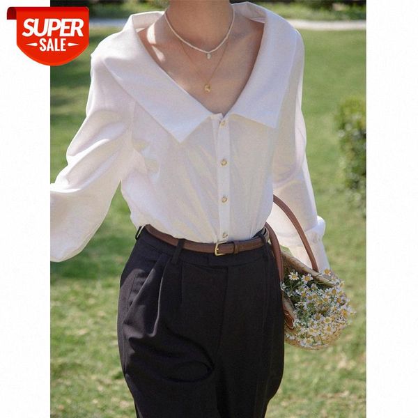 wrinkle-resistant and non-ironing french retro big lapel white gold button shirt for women's trend #mu4i
wrinkle-resistant and non-ironing french retro big lapel white gold button shirt for women's trend #mu4i