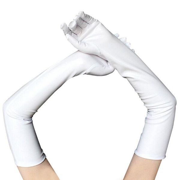 five fingers gloves women shiny long leather latex clubwear party opera costume, Blue;gray
five fingers gloves women shiny long leather latex clubwear party opera costume, Blue;gray