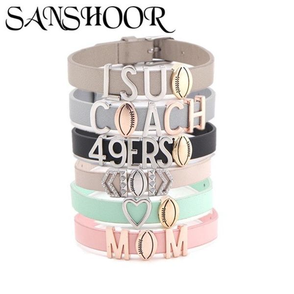 charm bracelets drop sanshoor jewelry 10mm colorful leather bracelet set with diy sport activities series of rugby slide charms as gift, Golden;silver
charm bracelets drop sanshoor jewelry 10mm colorful leather bracelet set with diy sport activities series of rugby slide charms as gift, Golden;silver