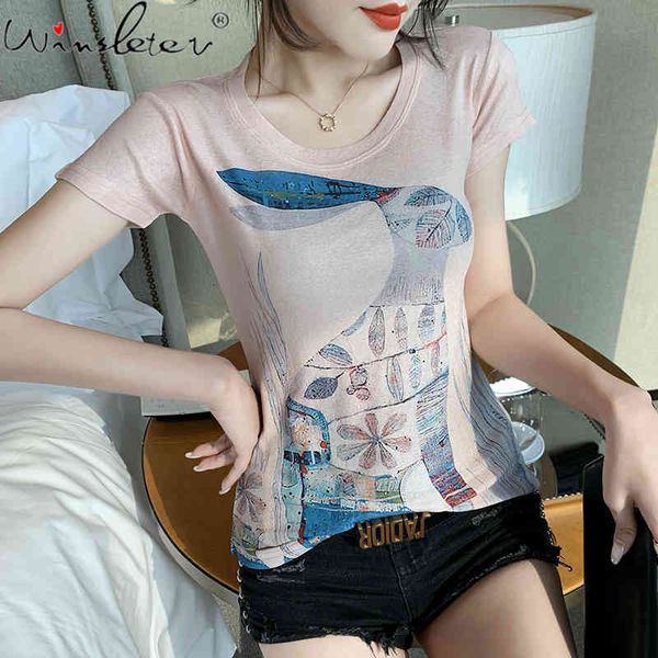 women's t-shirt summer korean clothes print rabbit gold blocking chic women short sleeve bottoming shirt casual tees 2021 t14, White
women's t-shirt summer korean clothes print rabbit gold blocking chic women short sleeve bottoming shirt casual tees 2021 t14, White