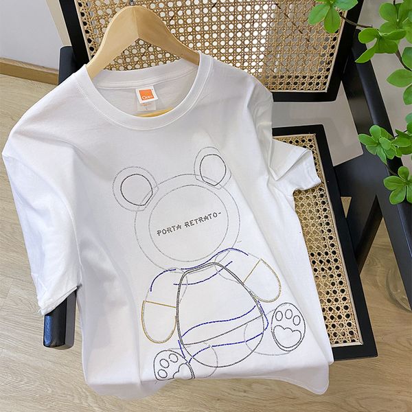t shirt gaojiechao brand short sleeve loose female bear diamond summer 2021 medium length bla top, White
t shirt gaojiechao brand short sleeve loose female bear diamond summer 2021 medium length bla top, White