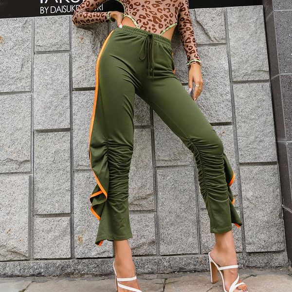 women's pants & capris donsignet spring/autumn green ruffles casual for women shirring flare knitted solid woman, Black;white
women's pants & capris donsignet spring/autumn green ruffles casual for women shirring flare knitted solid woman, Black;white