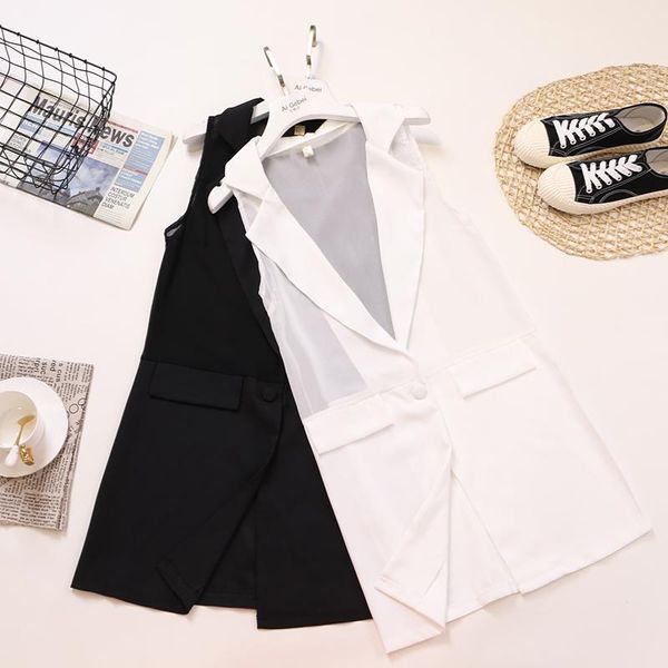 women's vests summer 2021 chiffon sleeveless jacket outwear casual waistcoat women fashion elegant office lady colete feminino, Black;white
women's vests summer 2021 chiffon sleeveless jacket outwear casual waistcoat women fashion elegant office lady colete feminino, Black;white