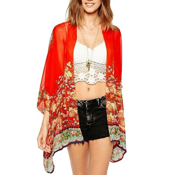 women's swimwear women floral chiffon 3/4 sleeve front open coverup sheer blouse anti-uv cardigan, White;black
women's swimwear women floral chiffon 3/4 sleeve front open coverup sheer blouse anti-uv cardigan, White;black