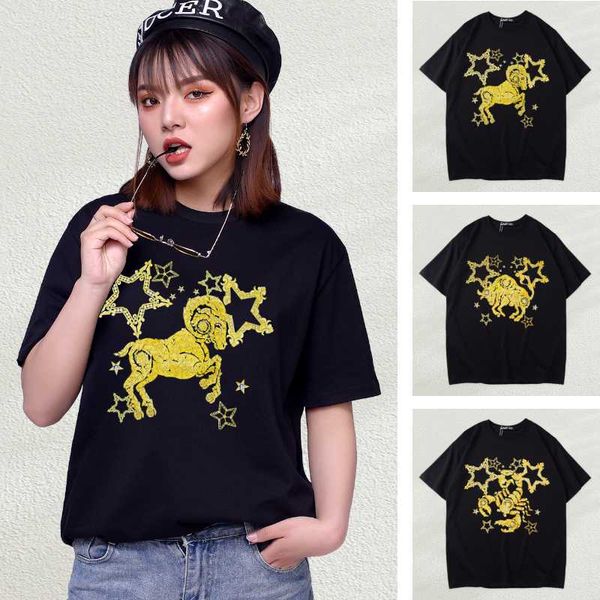 women's t-shirt women 2021 summer cotton constellation graphic o-neck casual female short-sleeve ladies men broadcloth regular tees, White
women's t-shirt women 2021 summer cotton constellation graphic o-neck casual female short-sleeve ladies men broadcloth regular tees, White