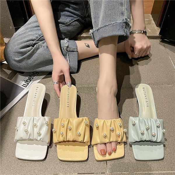 slippers sandals and women's summer style pleated stiletto heel mid-heel shoes open toe low woman heels, Black
slippers sandals and women's summer style pleated stiletto heel mid-heel shoes open toe low woman heels, Black