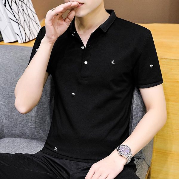 men's t-shirts summer 2021 men fashion t shirt casual slim fit short sleeve t-shirt clothes letter embroidery turn-dwon cotton tee, White;black
men's t-shirts summer 2021 men fashion t shirt casual slim fit short sleeve t-shirt clothes letter embroidery turn-dwon cotton tee, White;black