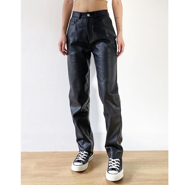 women's pants & capris 2021 cargo women black faux leather high waist pockets fashion straight trousers streetwear, Black;white
women's pants & capris 2021 cargo women black faux leather high waist pockets fashion straight trousers streetwear, Black;white