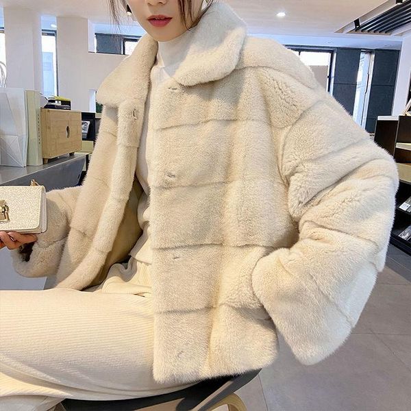 women's fur & faux women 2021 winter imitation mink hair coat fashion female thick warm jacket ladies elegant casual fake outerwear c45, Black
women's fur & faux women 2021 winter imitation mink hair coat fashion female thick warm jacket ladies elegant casual fake outerwear c45, Black