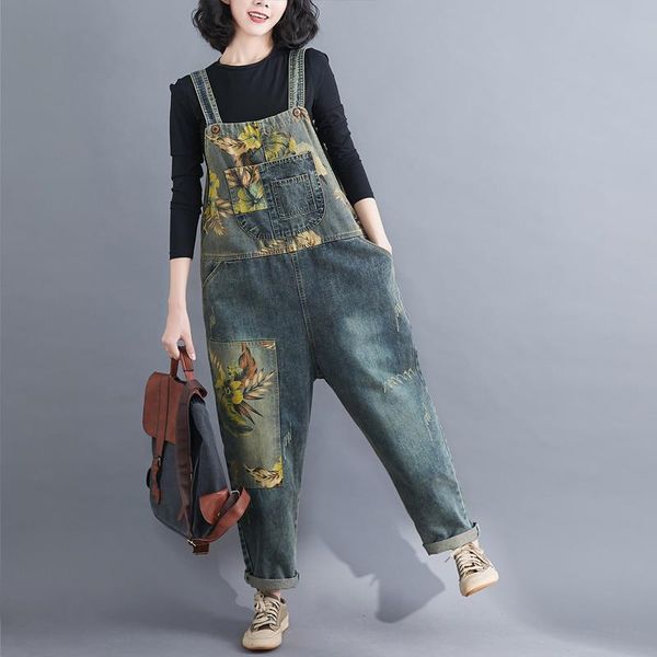spring all match denim womens romper long pants loose botanical floral printed pocket strap jean overalls women print tunic, Black;white
spring all match denim womens romper long pants loose botanical floral printed pocket strap jean overalls women print tunic, Black;white