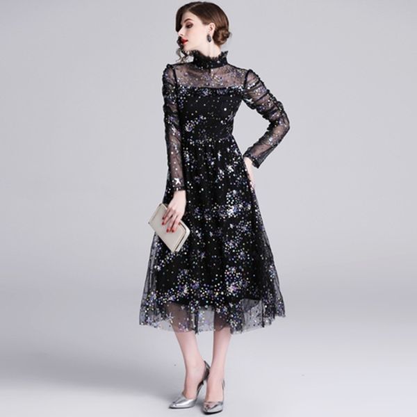 summer mesh dress work casual slim fashion o-neck hollow out embroidery dresses women a-line vintage vestidos 210525, Black;gray
summer mesh dress work casual slim fashion o-neck hollow out embroidery dresses women a-line vintage vestidos 210525, Black;gray
