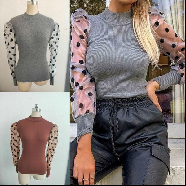 women shirts blouse vintage polka dot mesh sheer see through long puff sleeve work fashion ladies shirt, White
women shirts blouse vintage polka dot mesh sheer see through long puff sleeve work fashion ladies shirt, White