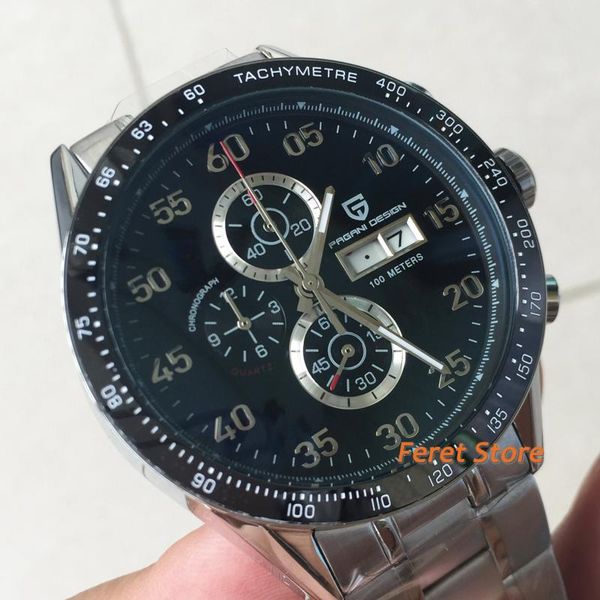 wristwatches 44mm pagani design full chronograph white dial black bezel os movement date sport quartz mans watch, Slivery;brown
wristwatches 44mm pagani design full chronograph white dial black bezel os movement date sport quartz mans watch, Slivery;brown