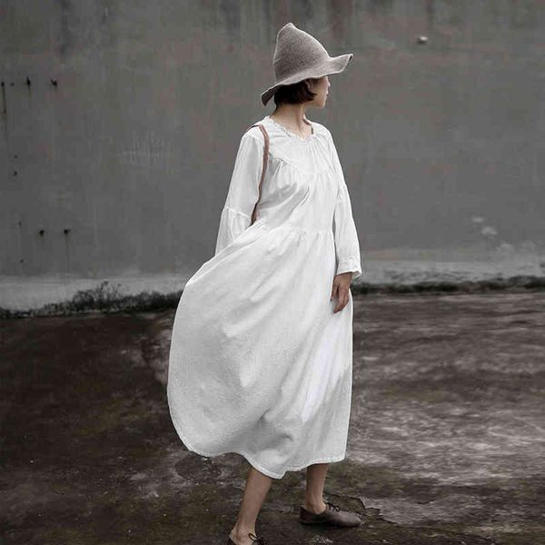 johnature autumn solid white o-neck lantern long sleeve women dress fashion loose retro cotton linen plus size dresses 210521, Black;gray
johnature autumn solid white o-neck lantern long sleeve women dress fashion loose retro cotton linen plus size dresses 210521, Black;gray