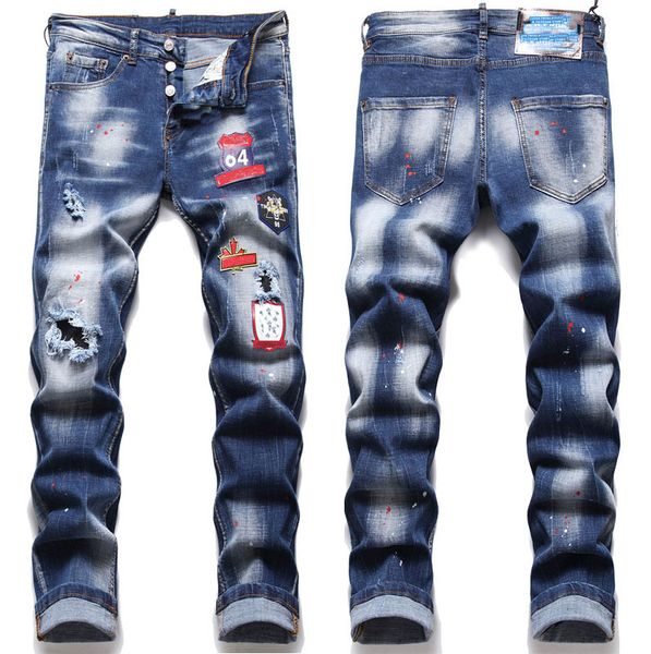 men badge rips stretch black jeans men's fashion slim fit washed motocycle denim pants panelled hip hop trousers 10200 721i8, Blue
men badge rips stretch black jeans men's fashion slim fit washed motocycle denim pants panelled hip hop trousers 10200 721i8, Blue