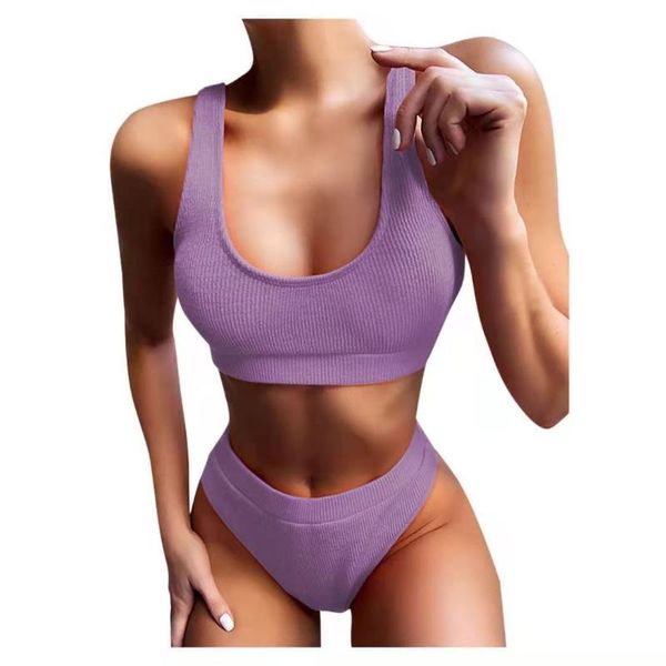 women's swimwear bikinis 2021 woman bikini european and american high waist screw texture solid color ladies swimsuit, White;black
women's swimwear bikinis 2021 woman bikini european and american high waist screw texture solid color ladies swimsuit, White;black