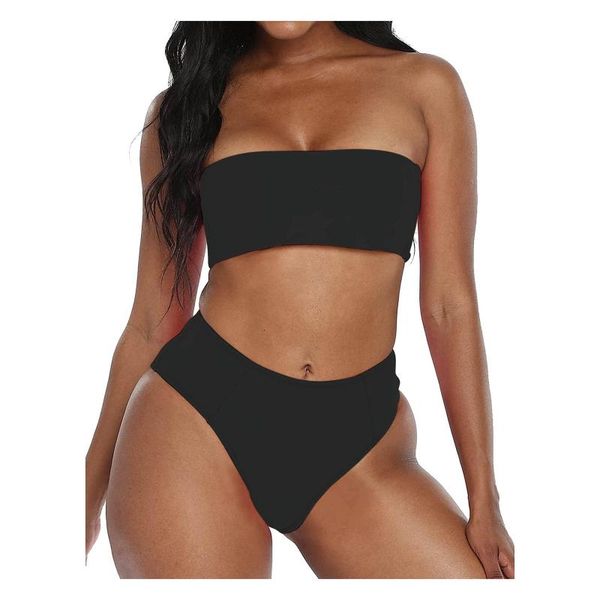 women's swimwear bikini set tube swimsuit women solid color 2021 mujer off shoulder female swimming suit biquini, White;black
women's swimwear bikini set tube swimsuit women solid color 2021 mujer off shoulder female swimming suit biquini, White;black
