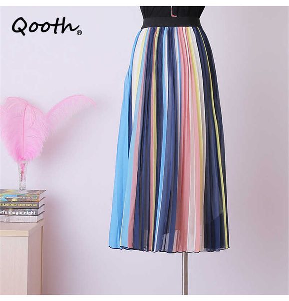 qooth chiffon pleated color match large swing skirt summer high-waist mid-length vertical stripe elastic waist qt724 210609, Black
qooth chiffon pleated color match large swing skirt summer high-waist mid-length vertical stripe elastic waist qt724 210609, Black