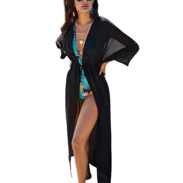 women's swimwear summer bikini cover up women chiffon see-through long swimsuit beach dress bathing, White;black
women's swimwear summer bikini cover up women chiffon see-through long swimsuit beach dress bathing, White;black
