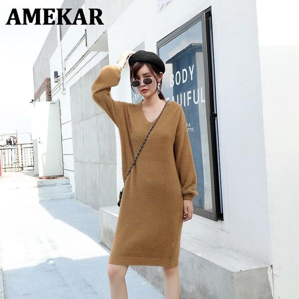 casual dresses 2021 autumn winter v-neck short lantern sleeve thick sweater dress fur women loose mini female chic straight, Black;gray
casual dresses 2021 autumn winter v-neck short lantern sleeve thick sweater dress fur women loose mini female chic straight, Black;gray