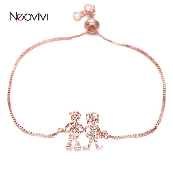 link, chain neovivi lover charm bracelets with women men micro pave zircon copper link adjustable bracelet couple jewelry wish gifts, Black