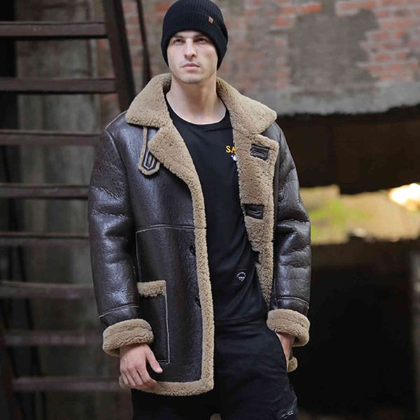 thick men's natural sheep coat, leather coat, Black
thick men's natural sheep coat, leather coat, Black