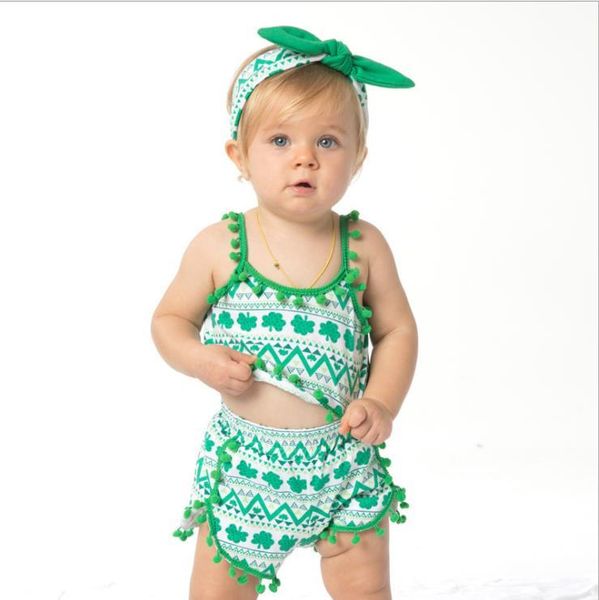 3pcs baby girls summer beachwear swimsuit four leaf clover printed spaghetti straps + elastic waist shorts suit for clothing sets, White
3pcs baby girls summer beachwear swimsuit four leaf clover printed spaghetti straps + elastic waist shorts suit for clothing sets, White