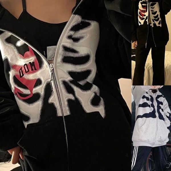 women's hoodies & sweatshirts zip-up y2k harajuku korean style loose skull print goth grunge long-sleeved hooded coat solid color retro, Black
women's hoodies & sweatshirts zip-up y2k harajuku korean style loose skull print goth grunge long-sleeved hooded coat solid color retro, Black