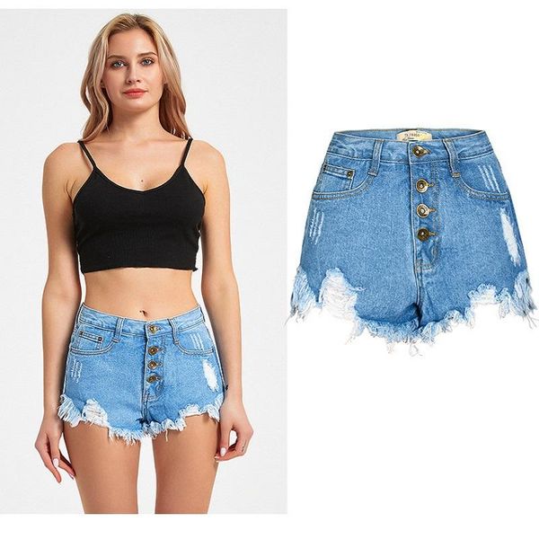 arrival summer style female fashion single breasted ripped hole high waist night club denim shorts women's jeans, Blue
arrival summer style female fashion single breasted ripped hole high waist night club denim shorts women's jeans, Blue