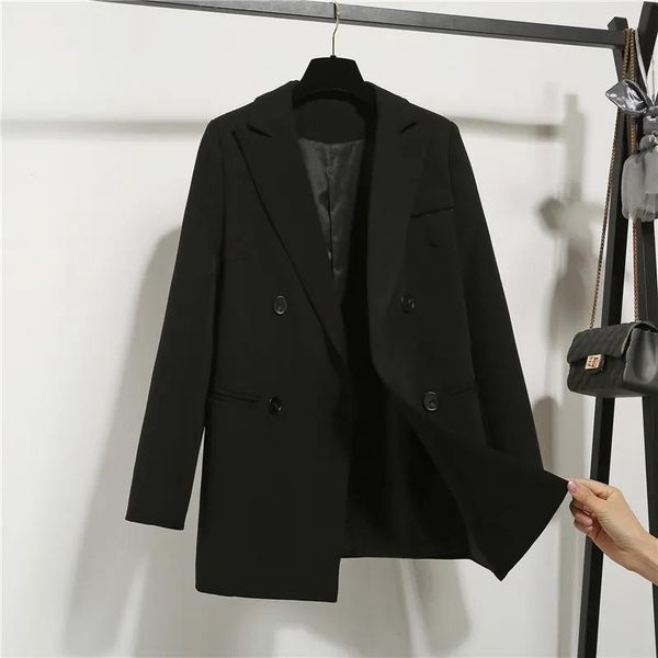 women's suits & blazers women 2021 black blazer lining chic small suit jacket british style korean fashion professional lady double bre, White;black
women's suits & blazers women 2021 black blazer lining chic small suit jacket british style korean fashion professional lady double bre, White;black
