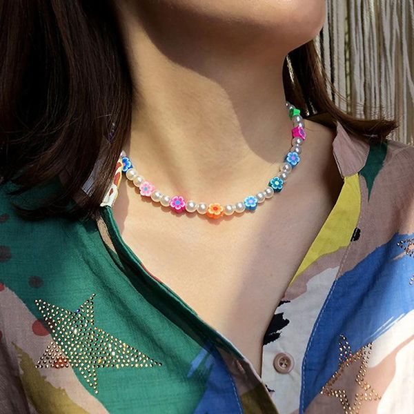 chains bohemia colorful soft pottery asymmetry pearl choker necklace clavicle chain for women girls summer jewelry gift 2021, Silver
chains bohemia colorful soft pottery asymmetry pearl choker necklace clavicle chain for women girls summer jewelry gift 2021, Silver