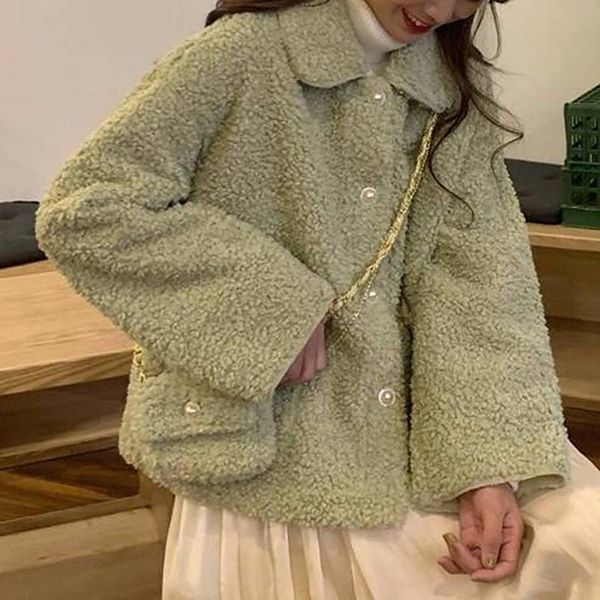 women's jackets winter casual jacket soft button sweet and elegant ladies plush coat pocket warm woman clothes, Black;brown
women's jackets winter casual jacket soft button sweet and elegant ladies plush coat pocket warm woman clothes, Black;brown