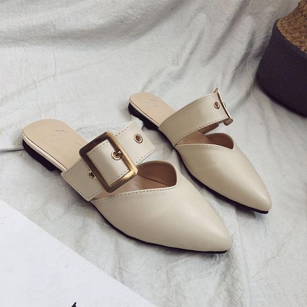 slippers women's summer flat shoes korean-style all-match pointed low heel belt buckle half women, Black
slippers women's summer flat shoes korean-style all-match pointed low heel belt buckle half women, Black