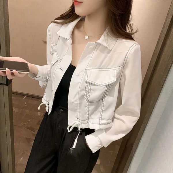 women's jackets 2021 women fashion summer autumn thin crop jacket short coat, Black;brown
women's jackets 2021 women fashion summer autumn thin crop jacket short coat, Black;brown