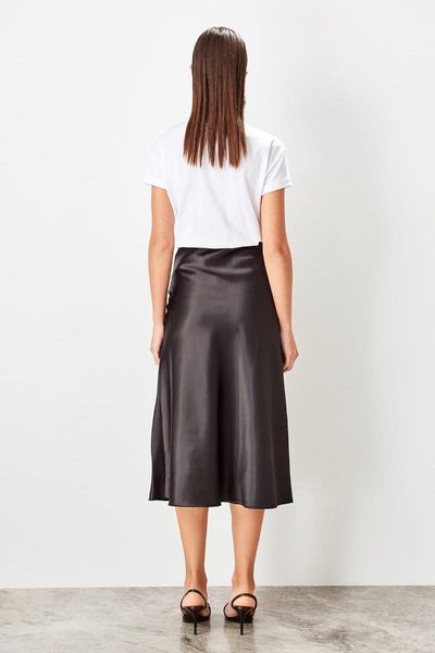 skirts trendyol black satin skirt tofss19wx0013