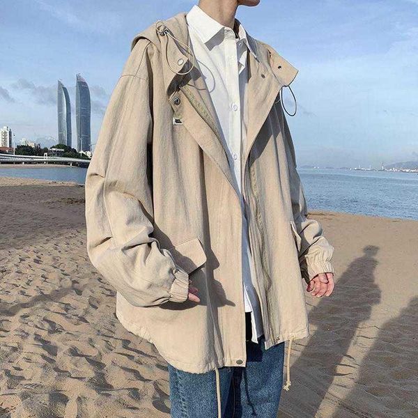 men's casual shirts hooded jacket spring and autumn fashion student loose handsome medium long work, White;black
men's casual shirts hooded jacket spring and autumn fashion student loose handsome medium long work, White;black