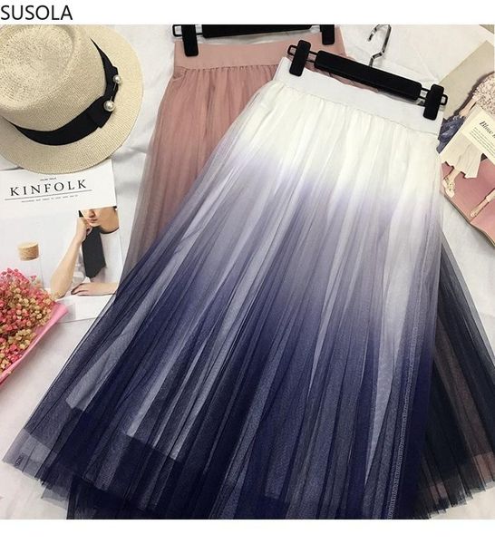 long tulle skirt women 2021 spring summer gradient korean elegant high waist a-line pleated school midi female skirts, Black
long tulle skirt women 2021 spring summer gradient korean elegant high waist a-line pleated school midi female skirts, Black