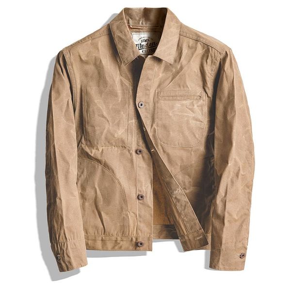 heavy oil wax canvas khaki jackets classic double cut slim tool american retro men jacket and coat, Black;brown
heavy oil wax canvas khaki jackets classic double cut slim tool american retro men jacket and coat, Black;brown