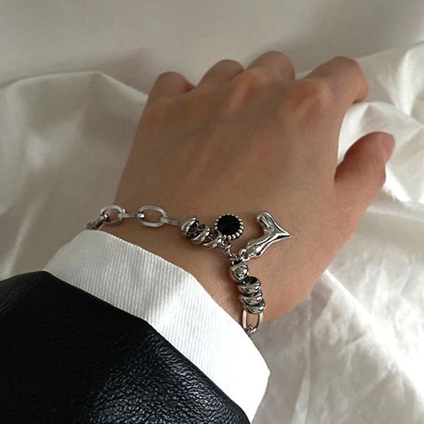 link, chain vintage exquisite irregular heart shaped bracelet for women cable punk hip hop jewelry party ins gift, Black
link, chain vintage exquisite irregular heart shaped bracelet for women cable punk hip hop jewelry party ins gift, Black