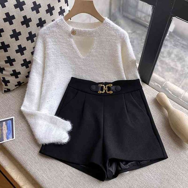spring autumn casual womens short high waist wide leg loose a line boots pants streetwear for women, White;black 
spring autumn casual womens short high waist wide leg loose a line boots pants streetwear for women, White;black