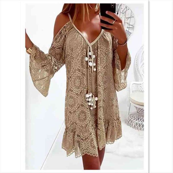 flare sleeve lace fashion womens dress party v nekc off shoulder casual beach loose women clothing, Black;gray
flare sleeve lace fashion womens dress party v nekc off shoulder casual beach loose women clothing, Black;gray