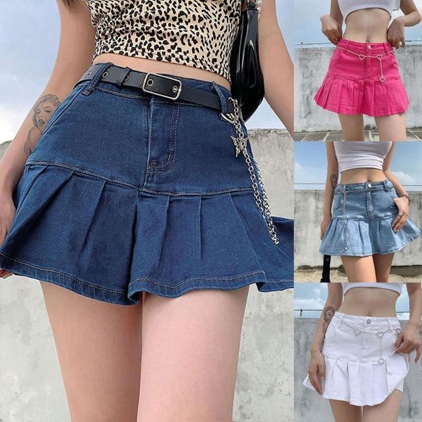mini skirt high waist pleated denim women solid color stretchy a line for party skirts, Black
mini skirt high waist pleated denim women solid color stretchy a line for party skirts, Black