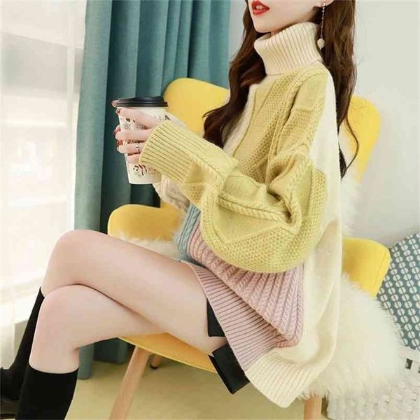 autumn and winter wild turtleneck women's korean version of loose outer wear french lazy wind sweater coat 210427, White;black
autumn and winter wild turtleneck women's korean version of loose outer wear french lazy wind sweater coat 210427, White;black