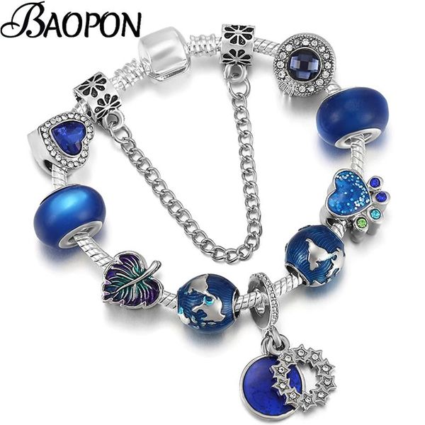 charm bracelets 41 style blue vintage silver color bracelet with heart feet star crystal beads brand for women gift drop, Golden;silver
charm bracelets 41 style blue vintage silver color bracelet with heart feet star crystal beads brand for women gift drop, Golden;silver