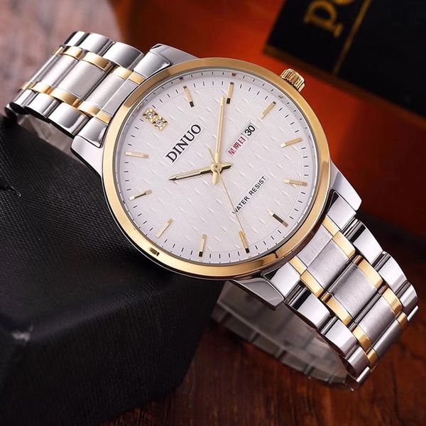 dinuo high grade steel band men's and women's watch waterproof alendar simple diamond dino fashion lovers 6602, Slivery;brown
dinuo high grade steel band men's and women's watch waterproof alendar simple diamond dino fashion lovers 6602, Slivery;brown
