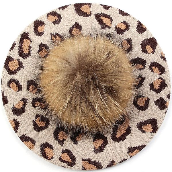 berets women leopard print hats slouchy winter french style bonnet fashion girls grace lady caps with real fur pompom, Blue;gray
berets women leopard print hats slouchy winter french style bonnet fashion girls grace lady caps with real fur pompom, Blue;gray