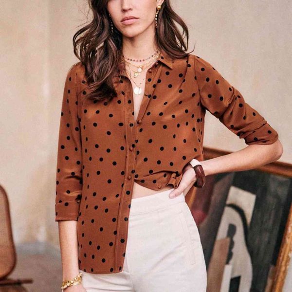 shirt 2021 style french caramel polka dot brown silk long sleeve lapel single breasted women shirts blouses r2d4, White
shirt 2021 style french caramel polka dot brown silk long sleeve lapel single breasted women shirts blouses r2d4, White