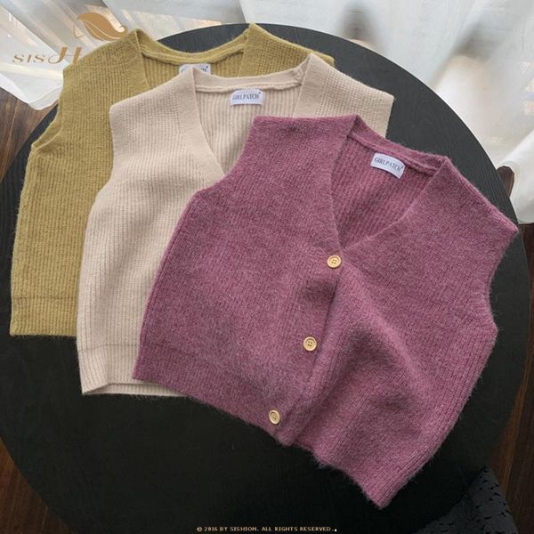 women's vests sishion vest 2021 autumn female sleeveless loose knitted sweater v-neck single-breasted pullovers women sp1183, Black;white
women's vests sishion vest 2021 autumn female sleeveless loose knitted sweater v-neck single-breasted pullovers women sp1183, Black;white