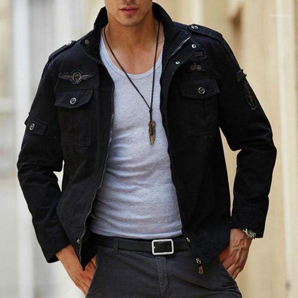 m-6xl 2021 autumn large size thin men bomber jacket men's europe and america collar loose casual cotton tooling jackets coat1, Black;brown
m-6xl 2021 autumn large size thin men bomber jacket men's europe and america collar loose casual cotton tooling jackets coat1, Black;brown